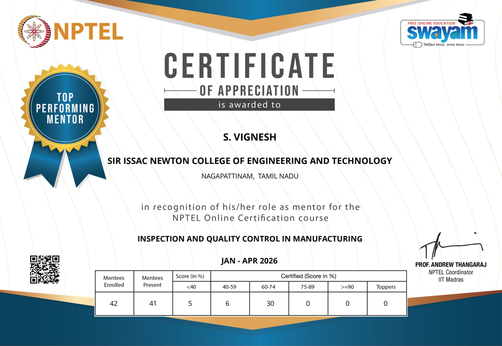 SINCET Certificate 01