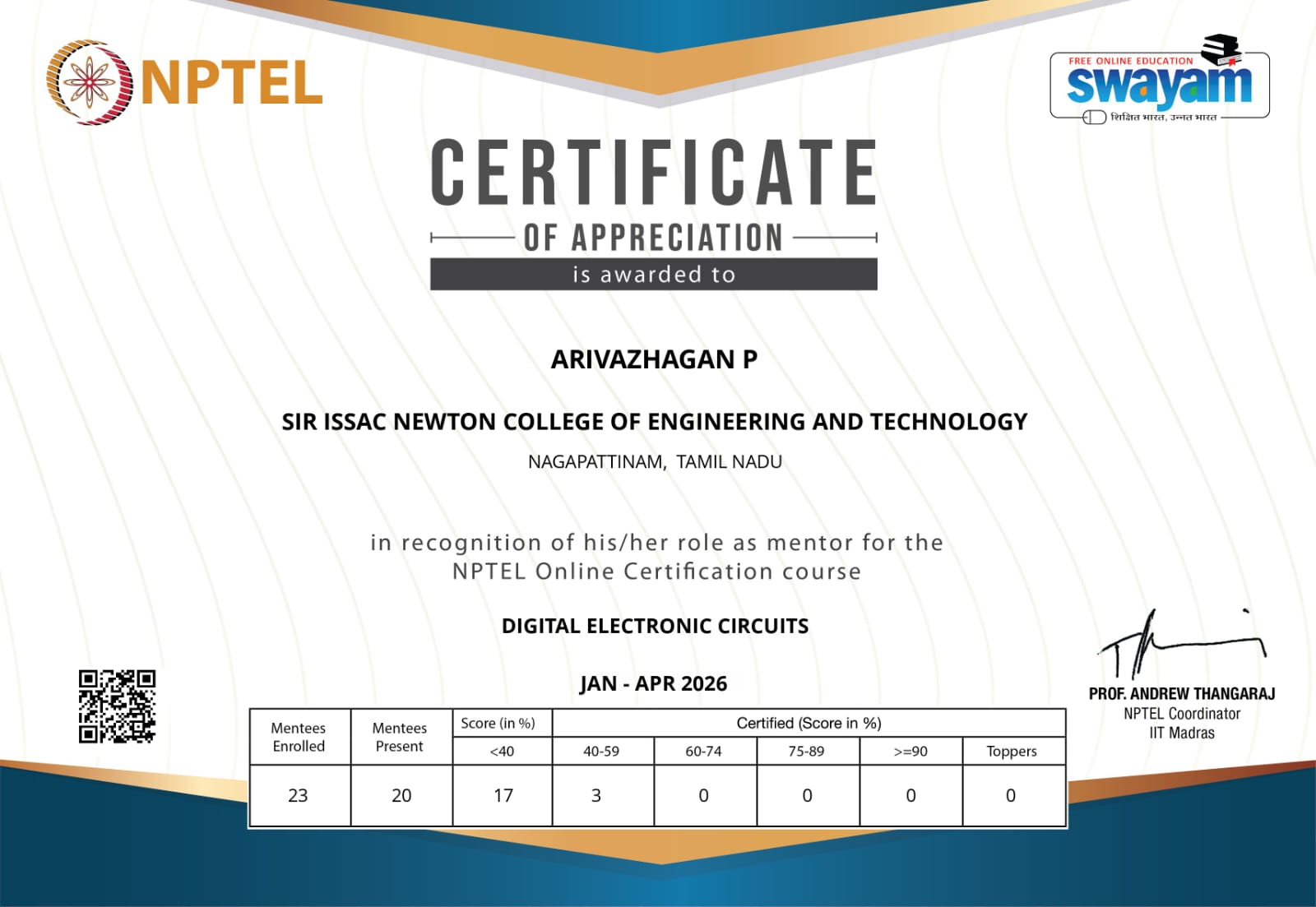 SINCET Certificate 01